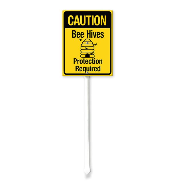 Geroclonup Caution Bee Hives Protection Required Yard Sign with Stake 20x30cm Sturdy Aluminum Sign for Yard Garden Lawn Street Outdoor