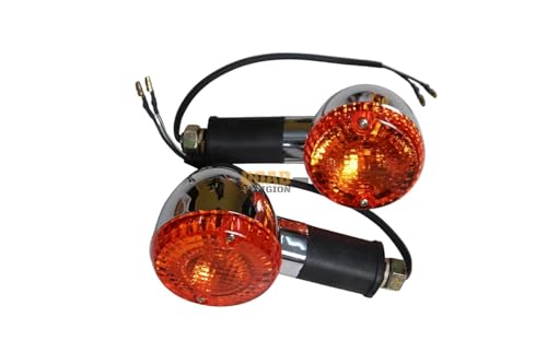 Image of Road Religion Original Front /Rear Swiss Indicator /Blinker Set for Bullet, Classic, Standard, Electra, Thunderbird (Pair of 2, Orange Lens- Universal)
