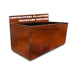 Watbick Corten Steel Planter Large Rectangle for Outdoor, Metal Planter Box - 46x20x20 inch - Flower Pot for Garden, Patio, Commercial, Farmhouse, Industrial - Long Rectangular Plants Container