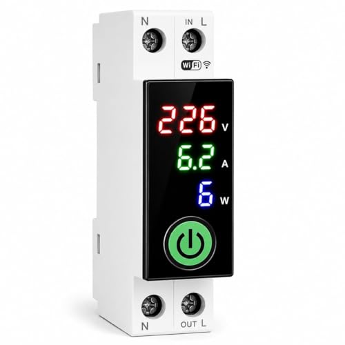 Image of Blackt Electrotech BT74NVF 63A Wi-Fi Circuit Breaker with Over-Voltage, Current Protection & Energy Metering Remote Control, Timer, & Power Monitoring | Smart Life, Alexa (With Dispaly)