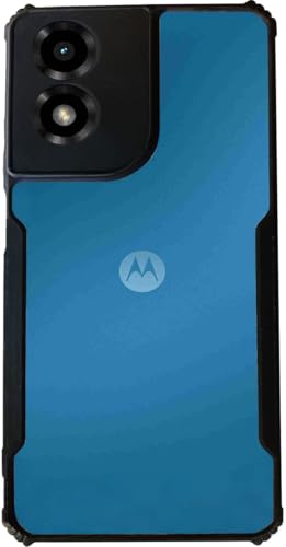 Image of AIBEX Crystal Clear Back Cover Case for Motorola G04 | 360 Degree Protection | Shock Proof Design | Transparent Back Cover Case (PC & TPU, Black Bumper)