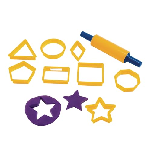 Colorations Geo Shapes Dough Cutter Set 9 Pieces 8 Shapes & 1 Roller