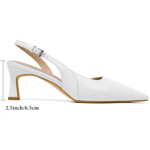 Image of Mostrin Kitten Heels for Women Slingback Pointed Closed Toe Heels Women's Pumps Shoes for Wedding, Party, Commuting
