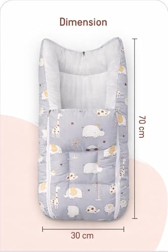 Image of VoiDrop 3 in 1 Baby Sleeping Bag /Baby Bedding Set for New Born, Baby Bed for New Born /Very Soft & Comfortable 0-12 Months /Foldable & Washable Cotton (Grey Color)