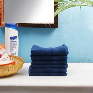 FRESH FROM LOOM Premium American Standard 500 GSM Face Towel Set of 6pc , Blue Color, 13 x 13 inch