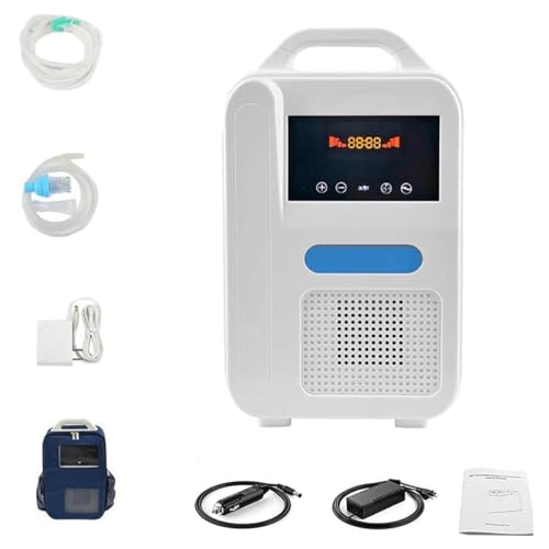 EYezer Concentrador de oxígeno portátil, máquina de oxígeno Recargable, con función nebulizadora, para Uso doméstico y en Coche de Viaje, con batería Recargable extraíble