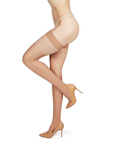 MeMoi Women's Semi-Sheer Light Support 30-Denier Thigh High Stockings