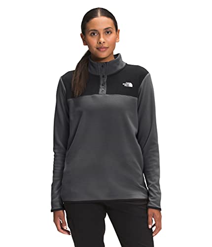 The North Face Women's TKA Glacier Snap-Neck Pullover Sweatshirt, Asphalt Grey/TNF Black, Medium