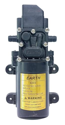 Image of Earth Water Pump High Pressure 12V Dc Water Pump Battery Sprayer Motor Single High Performance 12V Dc 140 Psi Used In Farm Agriculture Mist Spray, Car Bike Wash, Sanitizing