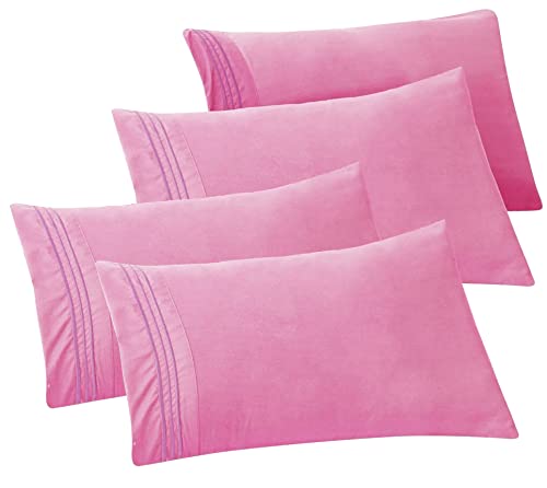 Elegant Comfort taies 1500 microfibre rose clair, ensemble 4