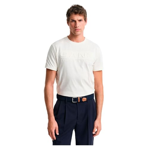 GANT Camiseta de Manga Corta para Hombre, Crema, XXL