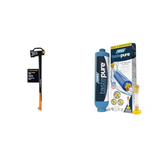 Fiskars X27 Super Splitting Axe for Medium to Large Logs Bundle with Camco TastePURE RV Water Filter