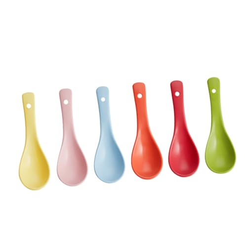 Cabilock 6pcs Ceramic Soup Spoons Kitchen Tools for Rice Soup and Desserts Lightweight and Easy to Store Housewarming Friends