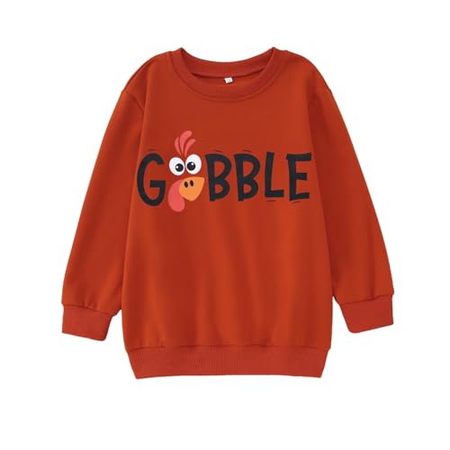 Boy Girl Thanksgiving Outfits Kid Gobble Turkey Graphic Sweatshirt Shirt Casual Crewneck Pullover Long Sleeve Top