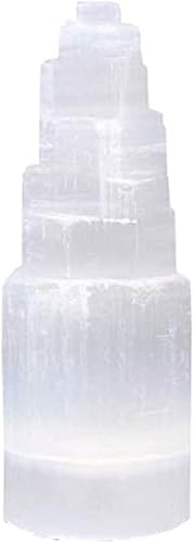 Miniatura 8 de Torre de rascacielos de selenita natural del Himalaya, cristal de selenio, decoración del hogar, piedra de meditación, torre de yeso para curación