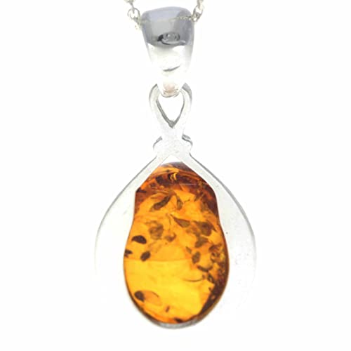 Genuine Baltic Amber & Sterling Silver Classic Pendant without Chain - 18033