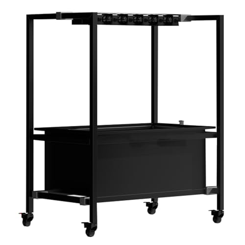 GOCHUSX Stainless Mop Sink, Movable Mop Broom Rack, Mop Stand Holder with 360°Brake Universal Wheels, Standing Wash Station for Commercial Kitchen Restaurant(Black,100.5x47x98cm)