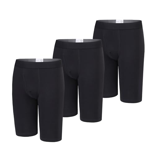 Men's Cotton Stretch Boxer Briefs Long Leg Underwear