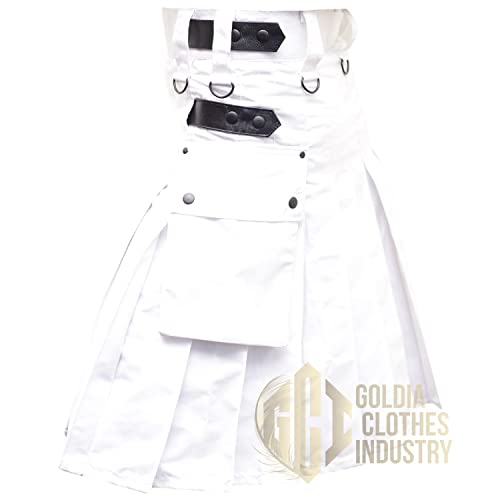 Men's Leather Straps Utility Kilts with Pockets2