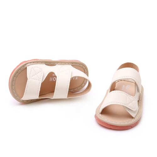 Image of WILLFUN Baby Boy Girl Summer Infant Squeaky Sandals Premium Rubber Sole Closed-Toe Non-Slip Shoes Toddler First Walkers