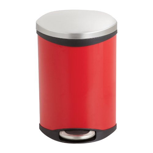 Caneca de basura Safco Ellipse con pedal 3 galones roja