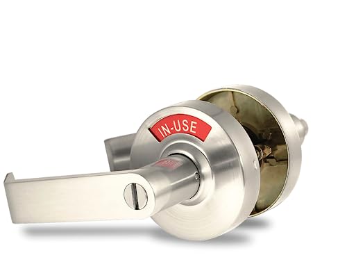 Vizilok Ada Compliant, Single Egress Indicator Privacy Lock C5Fn-L Durable Ansi Grade 2 Comp Commercial Lefthanded Non Reversible In-Use Or Vacant Push Button Lever - Satin Nickel #TOP23