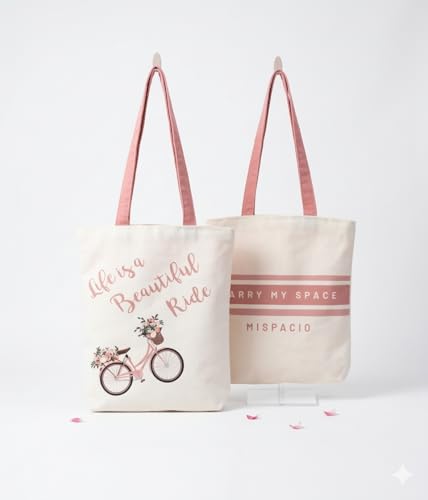 Image of Canvas Tote Bag with Zipper for Women| Inside Pocket | Cotton College Shoulder Bag | Stylish Travel Sling & Handbag for Daily Use | Cotton Canvas Fabric
