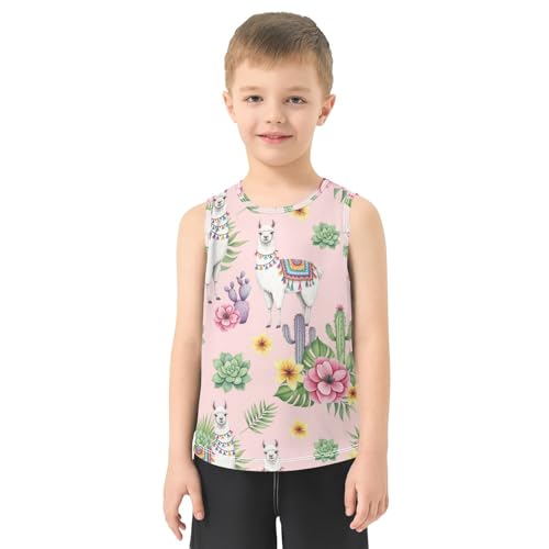 J JOYSAY Llama Cactus Tropical Leaf Boys Tank Top Sleeveless Muscle Shirts Quick Dry Workout Active Sport Kids T-Shirts 3-15T2