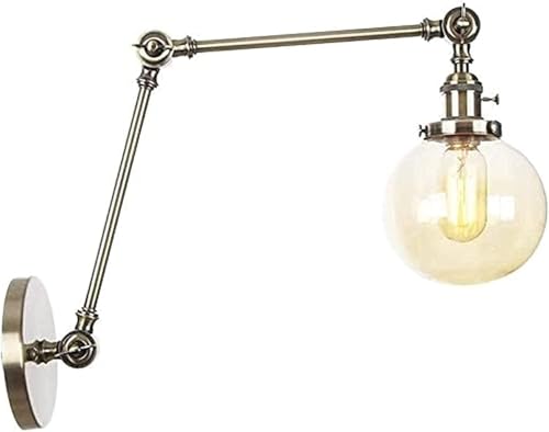 Aplique de pared europeo, aplique de pared americano for interiores, lámpara de pared industrial de brazo oscilante, estilo vintage, decoración dorada, soporte E27, iluminación de montaje en pared, ap