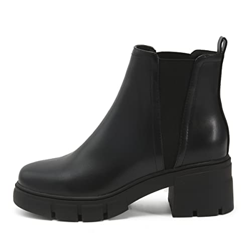 REDTOP Women's Chelsea Boots Elastic Chunky Block Heel Platform Lug Sole Ankle Booties2