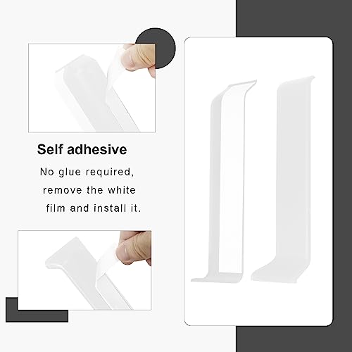 COUKIU Self Adhesive Baseboard Corner Blocks, 4inch(Width)3 Inside + 3 Outside Corners-Connector Between The Wall Base Cove Base Rubber Moulding Trim, Perfect Match for Our S100 Baseboard(White)