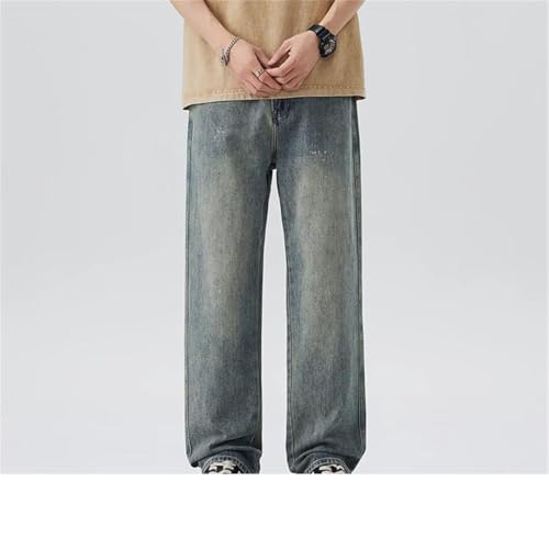 Men's Loose Straight Leg Jeans High Street Wide Leg Long Pants2