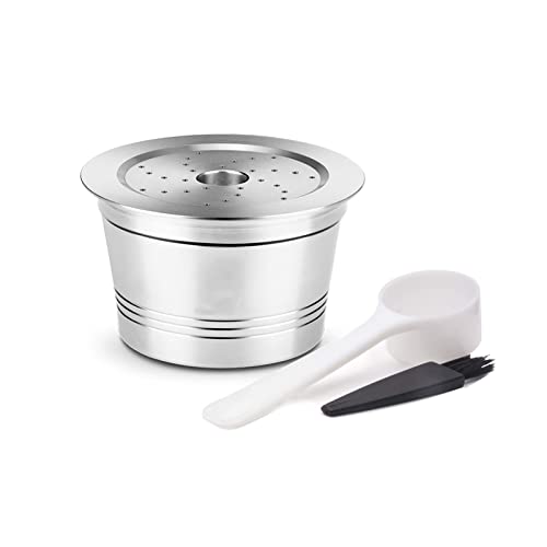 Cápsulas de café recargables de acero inoxidable con cuchara y cepillo para máquinas Caffitaly