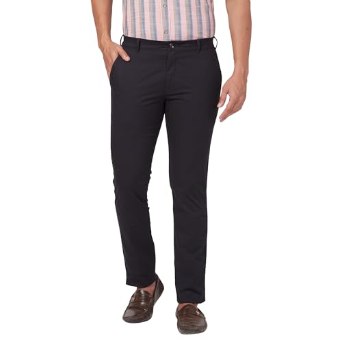 Image of Colorplus Men's Nuvo Fit Solid Piece Dyed Pattern Cotton Blend Flat Front Casual Trouser