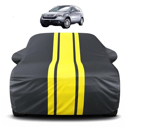 Image of Auto Hub Car Cover Compatible with Honda CR-V with Mirror Pocket, Soft Cotton Lining, CR-V Car Cover Waterproof - Yellow-Black
