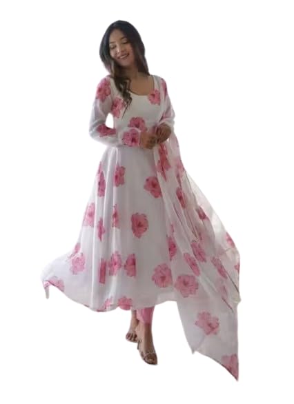 Long Western Georgette Dress with Dupatta, Stylish-image-26