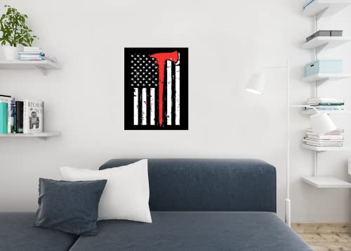 Thin Red Line Flag Firefighters Memorial American Usa Patriotic Posters American Flag Poster Of Flags For Wall American Eagle Wall Art Cool Wall Decor Art Print Poster 24X36 #TOP4