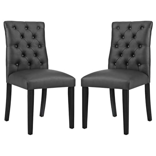 Modway Duchess Modern Tufted Button Faux Leather Upholstered Parsons Two