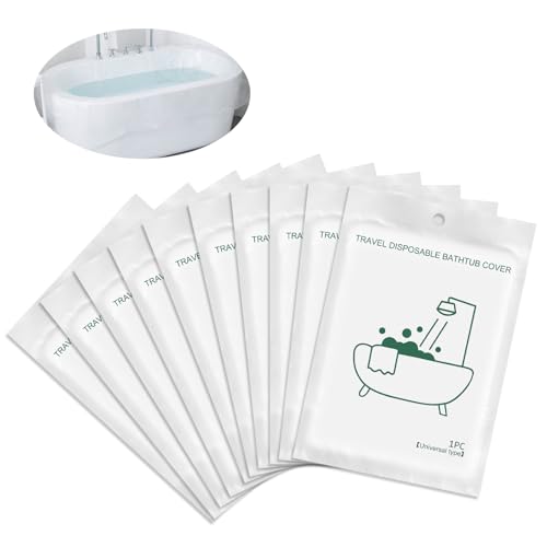 10-Pack Quality Bathtub Cover Liner Disposable Travel Bathtub Plastic Bag Portable Leak-Proof, Large Thickened Bath Tubs Lining Film for Home Hotel Bathtubs (102 x47 Inch), Each Individually Packaged