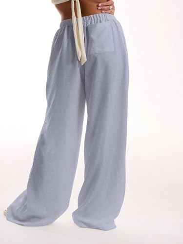 Image of RoseSeek Women's Beach Cover Ups Wide Leg Loose Linen Pants Swimsuit Coverup Summer Vacation Outfits 2026