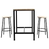 HOME DECO FACTORY Tavolo Alto con 2 Sgabelli Industriale Marrone