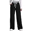 Dofaoo-Womens-Pants-with-Pockets-Winter-Wide-Leg-Sweatpants-Elastic-Waist-Drawstring-Pants Dofaoo Womens Pants with Pockets Black Sweatpants for Women Plus Size Long Pants Winter Black XL