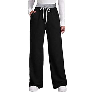 Dofaoo-Womens-Pants-with-Pockets-Winter-Wide-Leg-Sweatpants-Elastic-Waist-Drawstring-Pants Dofaoo Womens Pants with Pockets Black Sweatpants for Women Plus Size Long Pants Winter Black XL