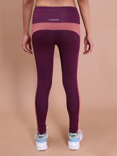 Image of Rupa Colors Womens PLAYSURE Dry FIT Activewear Leggings | Stretchable Warp Knit Fabric | Breathable Mesh Self-Folding Waistband | Body-Hugging | Reflecting Logo