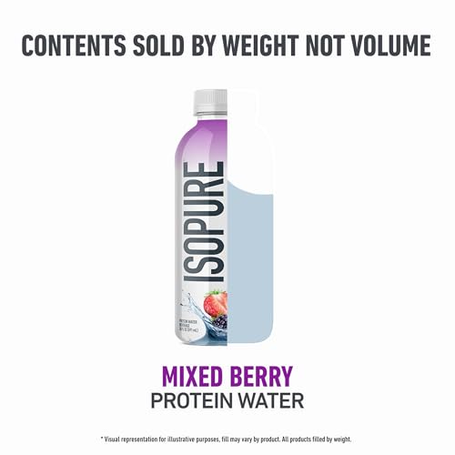 Image of Isopure Clear Protein Water with Electrolytes, 15g Whey Protein Isolate, Zero Sugar, Mixed Berry, 20 fl oz Bottle, 1 Count