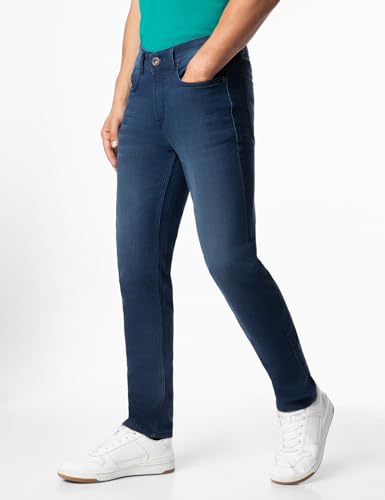 Image of INKD Men's Regular Fit Jeans - Mid-Rise | Cotton Blend | Classic Styling | Contrast Stitch | Stretchable Fabric | Classic 5 Pocket Styling (Available in Plus Sizes)