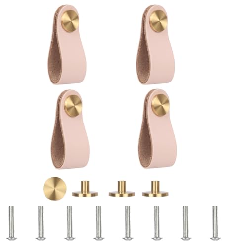 Lollanda 4 Stück Ledergriffe für Möbel, Möbelgriffe Leder,...