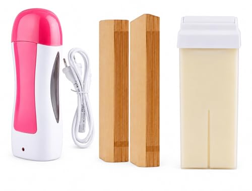 Image of KAHRAL Roll-On Wax Warmer Kit for Hair Removal - Includes Wax Warmer, Refill Cartridges, and Wax Strips for Women Wax Heater Roller Kit Easy Wax Use and Fast Hair remover cartige Wax Refil