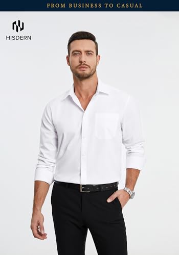 HISDERN Oxford 112 Men's Long Sleeve Oxford Dress Shirt Button Down Collar Breathable Business Casual for Work Formal Wear4