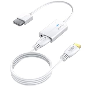 AUTOUTLET Wii HDMI Adapter, 1080P/720P Wii zu HDMI Konverter mit 3,5mm Video Audio Ausgang & 1,8M abnehmbares HDMI Kabel, kompatibel mit Nintendo Wii, Wii U, für TV Monitor Beamer (Weiß)